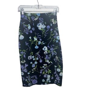 VINTAGE 80s 90s Floral Midi Skirt 24" waist Cottagecore Grunge Stretchy Fairy